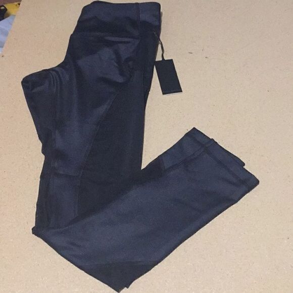 VINA Shimmery Black and mesh leggings. Size S - Picture 1 of 6